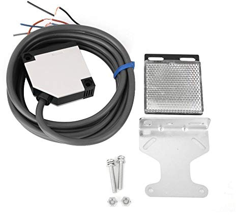Keenso Reflexions Lichtschranke, E3JK-R4M1 Reflexions-Lichtschranke LED -Aktionsindikator Lichtschranke Spiegelreflexion Photoelektrischer Schalter 3,5m Erkennungsabstand (AC/DC12-240V)
