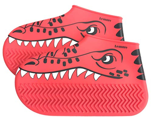 Lemmy wasserdichte Silikon Überschuhe Kinder, einmalig, Überziehschuh,Schuhüberzieher Kinder,waschbar,rutschfest. Geeignet für Regen,Schnee,Schlamm, Sand. (175, Rot)