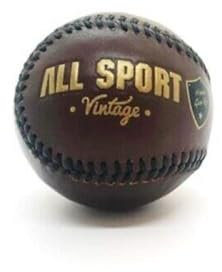 ALL SPORT VINTAGE - Balle De Baseball - Marron Vintage - Cuir De Vachette - Cousu Main - Marque Française