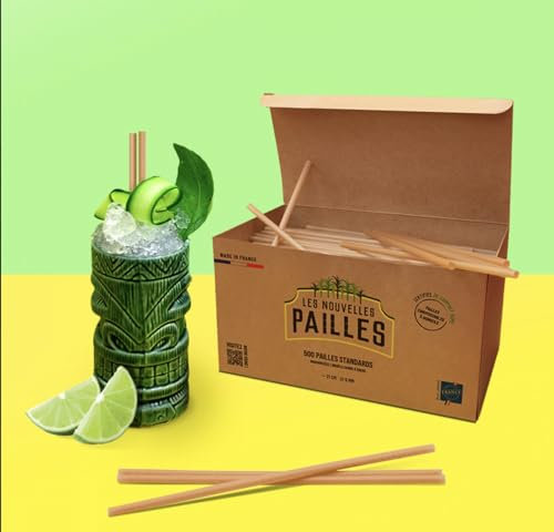 Paille Biodégragdable en Canne à Sucre | Ne ramollit pas | Made In France | Certifiée CHR (500, Standard)