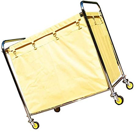 GHCXY Bewegliche Wagen, Haushaltsservice Warenkorb Hotel Wäsche-Wäsche-Hamper Sortierer Wagen Mit Walzrädern, Hochleistungs-Edelstahl-Reinigungswagen Mit Beweglichen Taschen/Gelb/Set 1