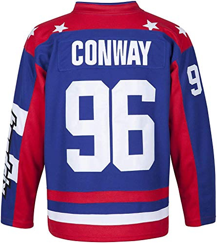 Mighty Ducks Jersey film ishockeytröja S-XXXL Charlie Conway #96 Adam Banks #99, 90S Hip Hop kläder för fest, 96#blå, XL