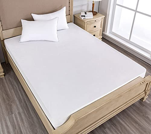 Coprimaterasso Singolo Impermeabile 90 x 190/200 cm Microfibra, Proteggi Materasso in Morbida Spugna con Angoli, Anallergico Antiacaro e Antibatterico, Bianco