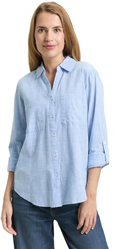 TOM TAILOR Damen Hemdbluse mit Brusttaschen, 22758 - Dreamy Blue, 40