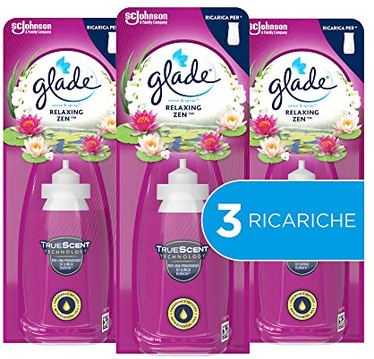 Glade Sense & Spray Profumatore per Ambienti con Oli Essenziali e Sensore di Movimento, Fragranza Relaxing Zen, 3 Ricariche