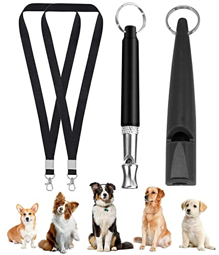 SCJJZ hundepfeife, hunde zubehör, hundepfeife rütter rückruf, acme hundepfeife,Professionelle Ultraschall-Hundepfeife,verstellbares Hochfrequenz-Hundezubehör,Hundepfeife mit Lanyard (2 Stück schwarz)