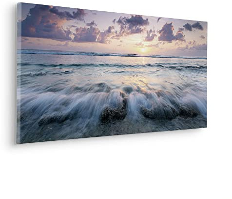 Komar Keilrahmenbild im Echtholzrahmen - Broken Waves - Größe 90 x 40 cm - Bild, Leinwandbild, Landschaftsmotiv, Wohnzimmer, Schlafzimmer