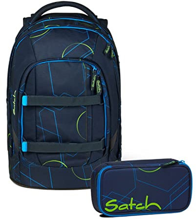 Satch Pack Schulrucksack Set 2tlg. inkl. Schlamperbox (Blue Tech)