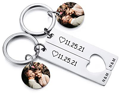 MunkiMix Schlüsselanhänger Personalisiert für Mama Partner Frauen Freundin, Gravur Herz Puzzle Schlüsselanhänger Geschenk Muttertag (Silber Schwarz Rose Gold Text Foto