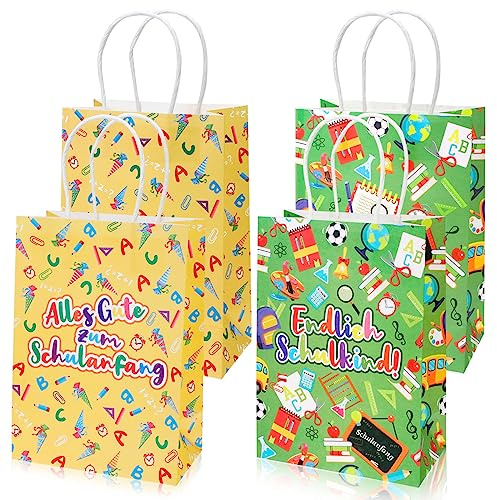 HOWAF 12 Geschenktüte Einschulung Geschenk, Endlich Schulkind Geschenktüte Schulanfang Geschenktüten Schultüte Zuckertüte für Schulanfang Geschenk Verpackung Dekoration