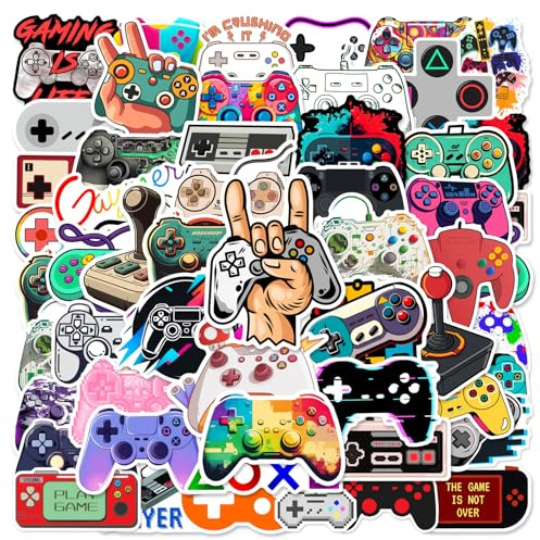 50 Pieces Video Gaming Game Sticker Stickers for Laptop, Phone, Water Bottle, Skateboard, Suitcase, Guitar, Pad, Cute Aesthetic Vinyl Stickers, Waterproof, Scrapbook Stickers (K)