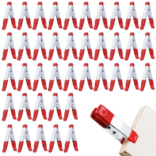 FAURAPMNG 40 morsetti a molla in metallo lunghi 5 cm, resistenti e piccoli, clip per tenda con punte in gomma per fotografia, falegnameria, campeggio, miglioramento della casa