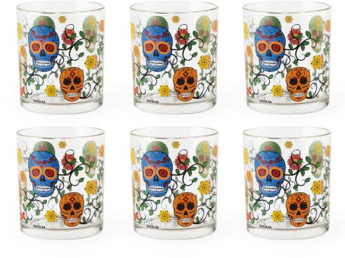 Excelsa Calavera Set 6 Bicchieri, Vetro, Capacità 250 Ml.