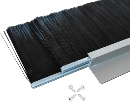 Burlete de Cepillo para Puertas Retsun - 880mm x 61mm, Doble Capa, Cortable a Medida, con Tornillos Incluidos, Antipolvo, Antiaire e Insectos, para Puertas de Entrada, Interior y Garaje (2.5, 5 Ud) | Sello de cepillo de puerta enrollable resistente, tope de corriente exterior