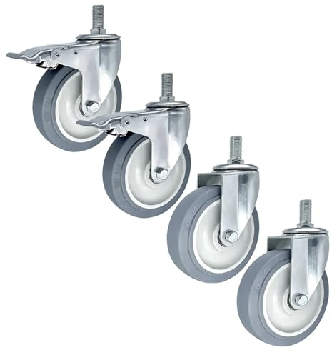 Rollen Mit Gewinde M14 / M16 / M20 Vorbau Lenkrolle, Schwerlastrollen Ø 3/4 / 5 Zoll Rollen Für Möbel, Ersatz-Gummirollen, 2 Mit Bremsen, 2 Ohne Bremsen, Für Speisewagen Wagen