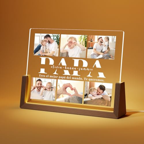 LUCKOR Regalos Dia Del Padre, Regalo Originales para Papa | Lampara Personalizada con Foto, Ideas Regalos para Papá san Valentin Cumpleaños, Navidad, Regalo para Papá Personalizado