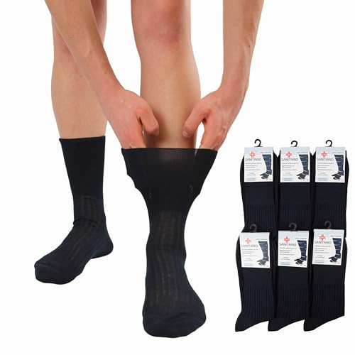 LEON D'ORO Calze senza elastico Uomo Cotone Leggero Calzini Sanitari per Diabetici Made in Italy