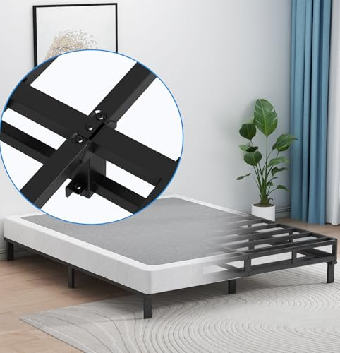 UOMEUR Full Box Spring 5 Inch Box Spring for Full Bed, 3000lbs Heavy Duty Metal Mattress Foundation Support with Easy Clean Fabric Cover,Non-Slip/Easy Assembly/No Noise