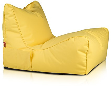 Ecopuf Outdoor Sittsäck Flavio - Gul, 60 cm (Bredd) x 80 cm (Längd) x 60 cm (Höjd), Vädreständig, EPS-pärlfyllning, Idealisk för Trädgård, Pool och Terrass