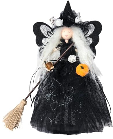 lyanny Baumspitze für Halloween-Baum,Halloween-Baumspitze - Halloween Baumspitze Feiertagsornament | Schwarze Baumspitzen, Halloween-Ornamente, Hexenpuppen-Sammelfiguren, Heimdekoration