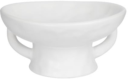 saiguomi Dekorative Schüssel, Keramik-Obstschale für Küchentheke, große 21,6 cm dekorative Schalen mit Griff, weiße moderne Standschale für Schlüssel, Obst, Süßigkeiten, Platz im Eingangsbereich und