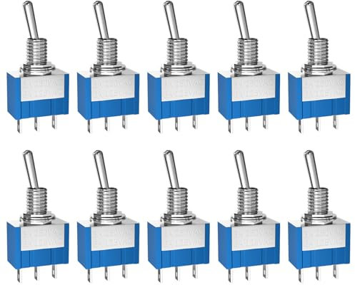SCOOYUCK 10 Stück Mini Kippschalter, 12V 24V 125V 230V (3-250V) SPDT ON ON 3 Polig Switch, Wippschalter, Für PKW, LKW, Boote, Schiffe