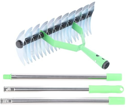 Escarificador De Césped Con Ergonómico Para Limpieza De Hierba Muerta Ideal Para Jardinería Y Siembra 3 Secciones De Acero Inoxidable Rastrillo De 7 Metros