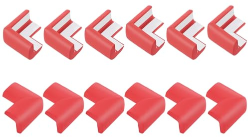 uxcell Corner Protectors, 16 Pcs Furniture Corner Guards and Edges Safety Bumpers, Soft Rubber Foam Cushions for Fireplace, Table, Stair, Cabinet Edges and Sharp Corners (Red)