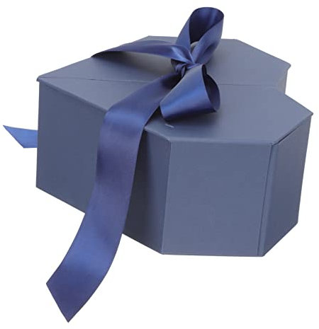 DIYEAH Herzförmige Geschenkkartonage Zur Aufbewahrung Für Geldgeschenke Für Geburtstage Valentinstag Und Hochzeiten Design Schatzblau
