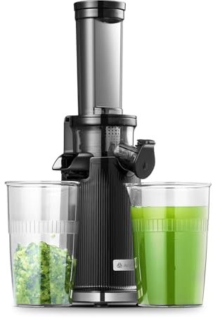 Mini Extractor de zumos y verduras AAOBOSI-exprimidor electrico con función de masticación inversa-licuadora prensado en frio con cepillo y 2 tazas- Exprimidor multifuncional-extractor de zumos.