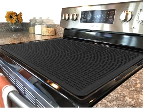 QiSino Silicone Electric Stove Cover Mat,Stove Top Cover, Hob Covers for Electric Cookers, Induction Hob Protector Mat for Ceramic Hob, Heat Resistant Glass Top Cover 70x50cm