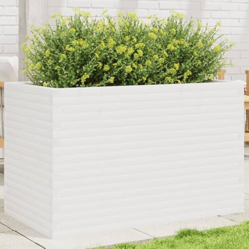 Xichuzi Pflanzkübel Weiß 110x60x68,5 cm Massivholz Kiefer, Blumentopf Gross, Blumenkasten Balkon, übertopf, Pflanzkasten, Flowerpot, Kräuterbeet Für Die Küche, Vertikalbeet - 3282505