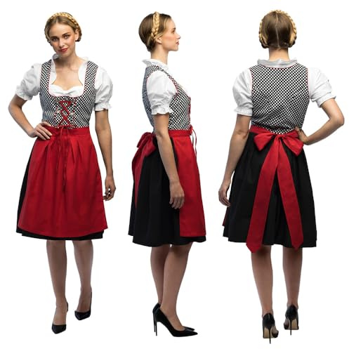Boland - Disfraces de Baviera, conjunto de disfraz con dirndl, blusa y delantal, disfraces de mujer para carnaval y fiesta de la cerveza