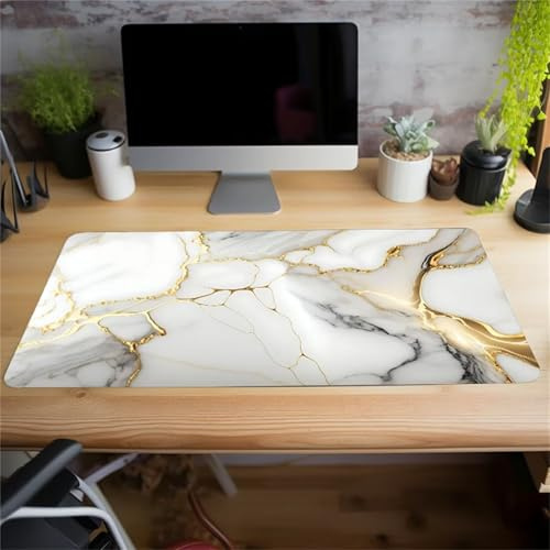 Tappetino Mouse XXL Marmo Grigio Chiaro 1000x500x3 mm tappetino per il mouse da Gaming con Bordi Cuciti Tappetino Scrivania Antiscivolo Mouse Pad Grande per Ufficio e Casa