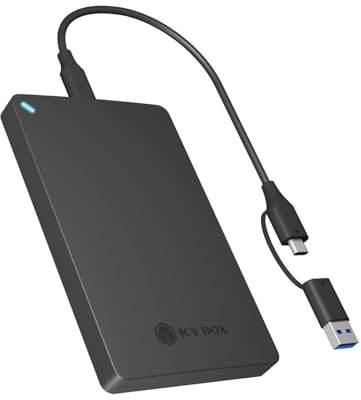 ICY BOX EXT. 2,5 SATA Gehäuse Kunststoff USB 3.2 Gen 2 IB-201T-CU31 | USB 3.2 Gen 2 Anschluss für schnelle ÜbertragungWerkzeuglose Montage der 2,5 SATA SSD/HDDKunststoffgehäuse in schwarz