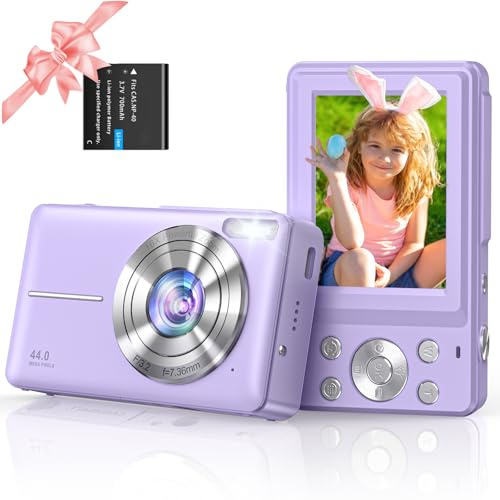 Digital Camera 1080P FHD 44MP with 2.4 LCD Display, Anti Shake, 16X Digital Zoom Compact Vlogging Camera for Children, Teenagers(no card)