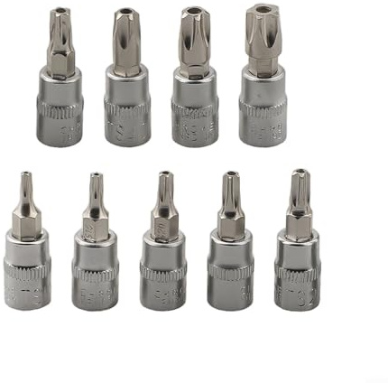 Fauhapyway 9-teiliges 5-Punkt-Stern-Schraubendreher-Bit, 1/4-Zoll-Antrieb, Pentalobe für Bit-Stecknuss TS10-TS50 Sicherheits-Bit-Set, Werkzeuge