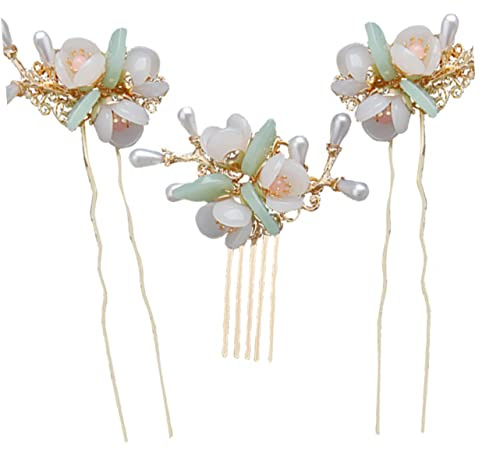 VICASKY 3pezzi Forcine per Capelli Fiori e Perle Pettine per Capelli da Donna e Ragazza Accessorio per Uso Quotidiano e Eventi Speciali