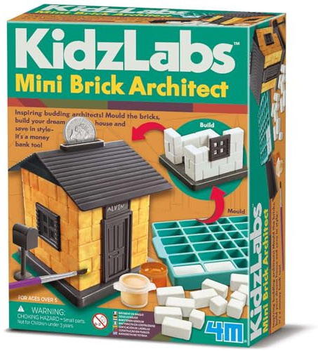 4M KidzLabs Piccolo Architetto Costruttore – Set Educativo per Costruire Modelli in Miniatura con Veri Mattoni – Gioco Scientifico STEM per Bambini dai 8 Anni – Idea Regalo Creativa