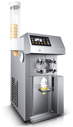 Commercial Soft Ice Cream Machine, 12L/H Stainless Steel Automatic Compressor with LCD Panel for Restaurants and Snack Bars