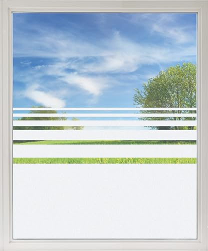 Sichtschutzfolie Fenster Streifen, Fensterfolie zur Deko/Sichtschutz, Glasdekorfolie Blickdicht (72x70cm)