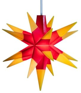 ZICOM LED Weihnachtsstern Mini-Stern 18-Zacken wetterfest, rot-gelb Ø 8cm,Timer 6h, mit Batteriefach für 3xAA, 4,5V, Innen und Außen für Weihnachten, Hochzeiten, Party, Dekoration, Geschenkidee