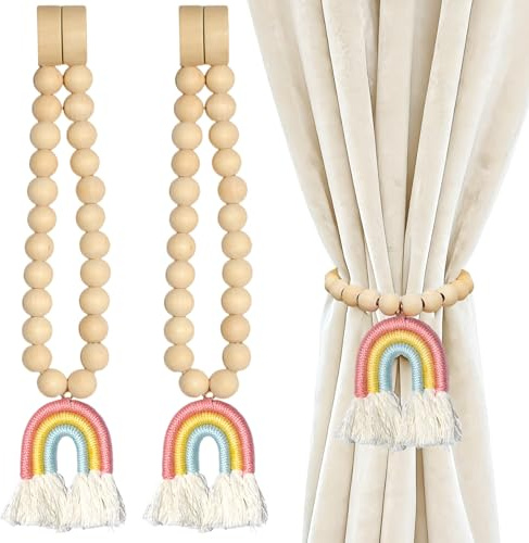 LXBCTOP 2 Stück Vorhang Raffhalter, Regenbogen Vorhang Raffhalter | Magnetische Vorhang Raffhalter, Magnetische Raffhalter für Vorhänge, Zuhause Schlafzimmer Kinderzimmer Büro