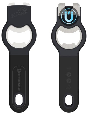 KITCHENDAO 2-in-1-Flaschenöffner mit Magnet – Manueller Öffner für Limonaden- und Bierflaschenverschlüsse mit Verschlussfänger, Soft-Touch-Griff, Zapfhebel aus Edelstahl, spülmaschinenfest, 2er-Pack