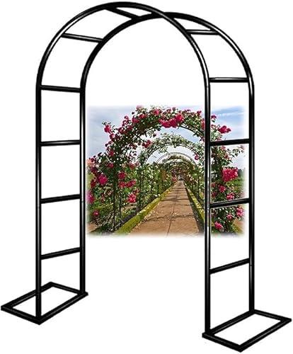 Arche De Jardin en Métal avec Base, 140 200 240 300 350 Cm Largeurs Roses Soutien Archway pour Plantes Grimpants, Support Tonnelle Décoration Mariage, Treillis Pergola Patio(Black,200x250 cm(LxH))