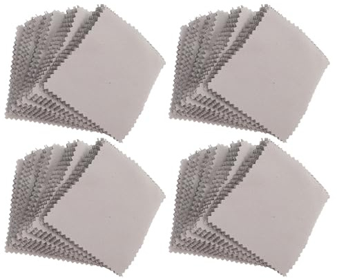 WESIEVYA Chiffon à Polir L'argenté Réutilisable 8x8 Cm Gris Lot de 10 Pièces pour Nettoyage Bijoux Argenté et Argenterie Entretien Anti-ternissement Chiffon de Polissage