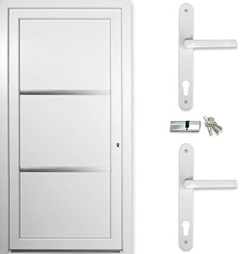 kuporta Kunststoff Haustür nach Maß Carbo Size weiß DIN rechts nach außen öffnend mit Drücker/Drücker-Set