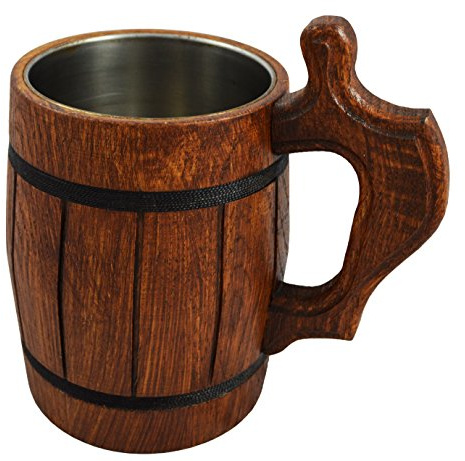 ​ 415/5 000 Wyniki tłumaczenia Tłumaczenie Wooden World - Boccale da birra in legno di quercia marrone - Regalo per la festa del papà molto solido per uomo 500 ML 1 pinta - M11