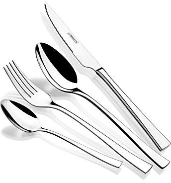 MONIX Módena | Set di posate da 24 pezzi con coltello da bistecca, in acciaio inox 18/10, design contemporaneo, finitura lucida, spessore 2.5 mm (6 persone)