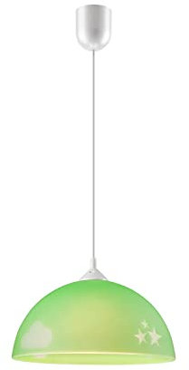 Licht-Erlebnisse Kinderzimmerlampe Grün Himmel Glas Schirm Ø30cm Jungs Mädchen E27 Hängeleuchte Kinderlampe